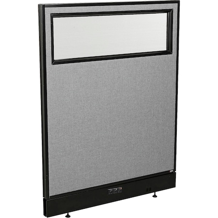 Interion By Global Industrial Interion Electric Office Partition Panel with Partial Window, 36-1/4inW x 46inH, Gray 694754WEGY